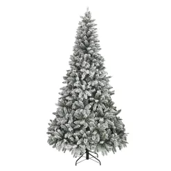 Maypex 300571 8 ft. Green Lighted Flocked Spruce Artificial Christmas Tree