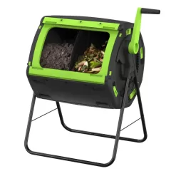 Maze RSI-MCT-180-CT 48 Gal. Geared 2 Compartment Compost Tumbler with Compost Cart