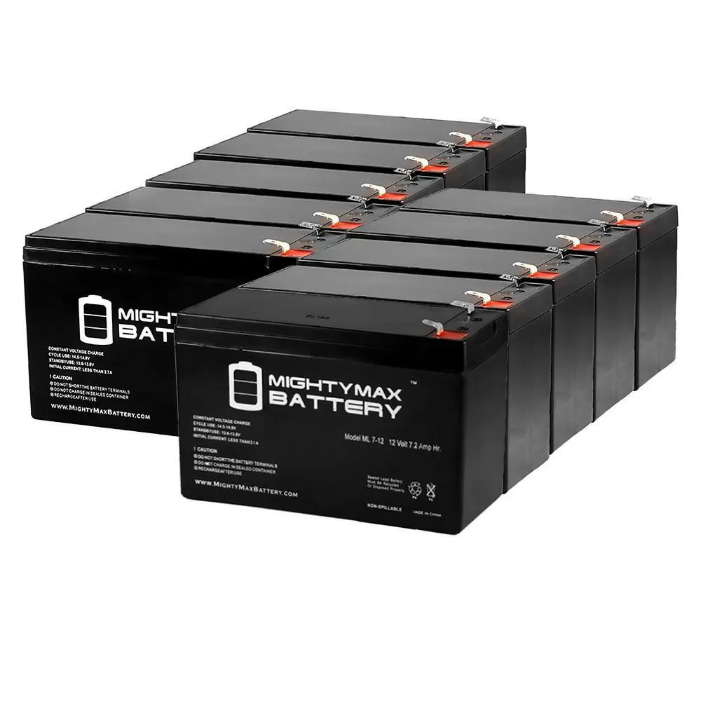 MIGHTY MAX BATTERY MAX3428993 12 Volt 7ah Rechargeable Battery with F1 (.187) Terminals - 10 Pack"