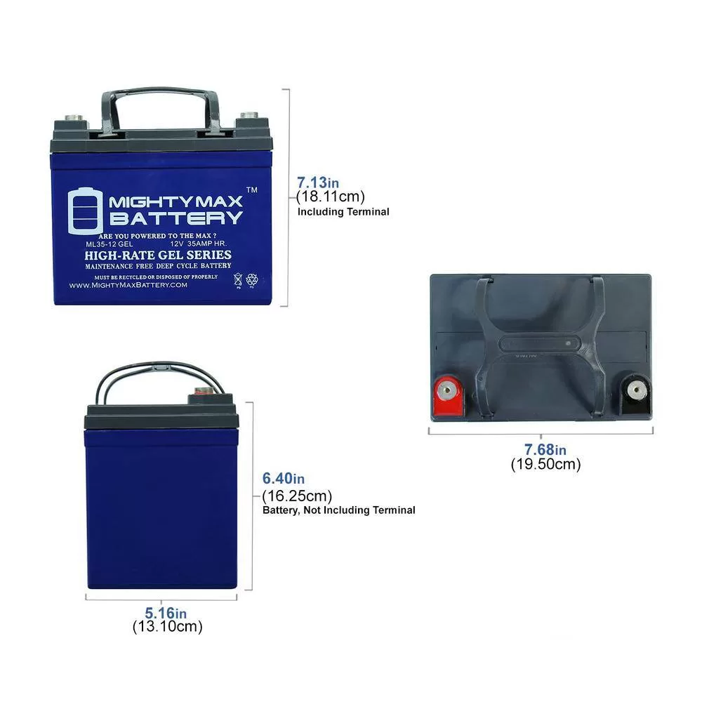 MIGHTY MAX BATTERY MAX3554292 12V 35Ah GEL Battery Replacement for Inverters, Signage - 4 Pack