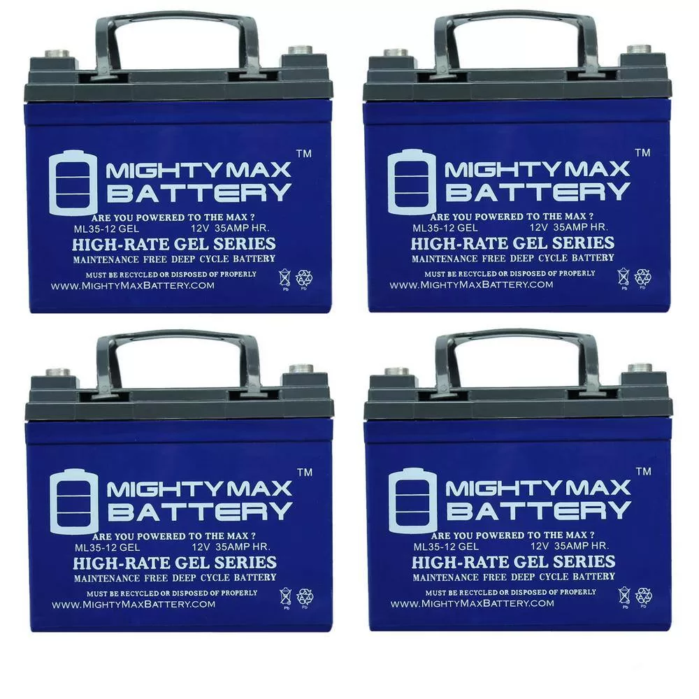 MIGHTY MAX BATTERY MAX3554292 12V 35Ah GEL Battery Replacement for Inverters, Signage - 4 Pack