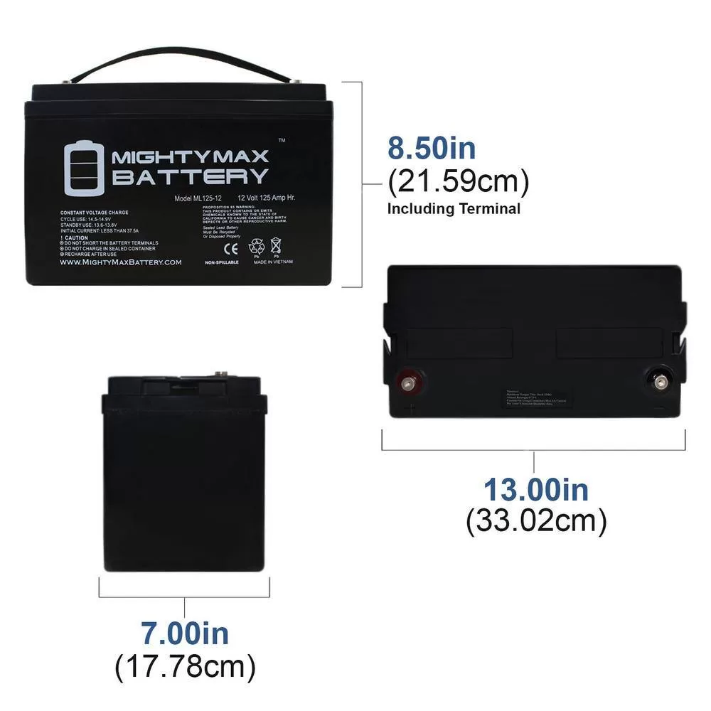 MIGHTY MAX BATTERY MAX3944251 12V 125AH SLA Battery Replaces Sumpro 75 Flood Control Sump Pump