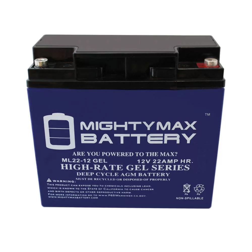 MIGHTY MAX BATTERY ML22-12GELMP2 12-Volt 22 Ah SLA (Sealed Lead Acid) GEL AGM Type Replacement Battery