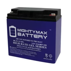 MIGHTY MAX BATTERY ML22-12GELMP2 12-Volt 22 Ah SLA (Sealed Lead Acid) GEL AGM Type Replacement Battery