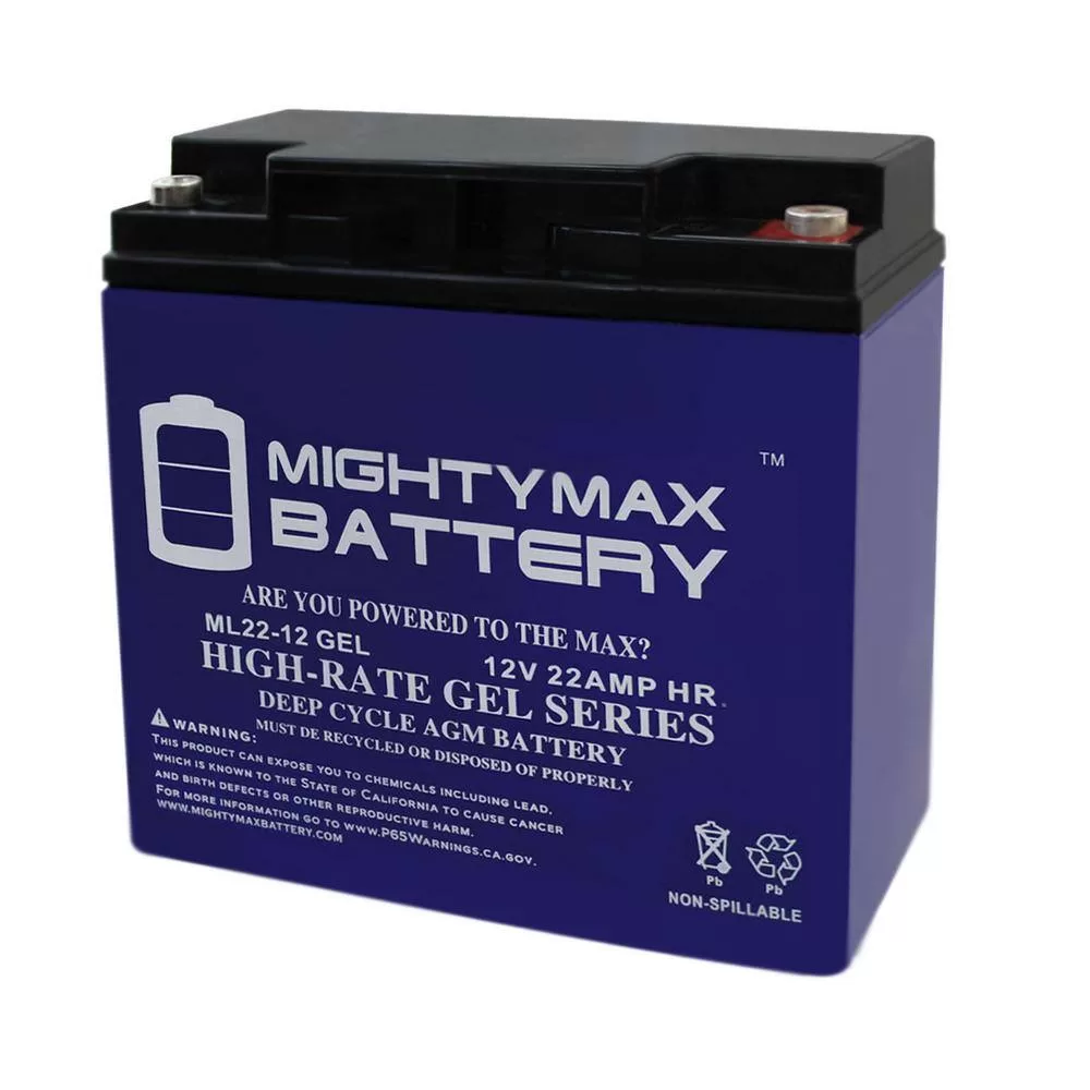 MIGHTY MAX BATTERY ML22-12GELMP2 12-Volt 22 Ah SLA (Sealed Lead Acid) GEL AGM Type Replacement Battery