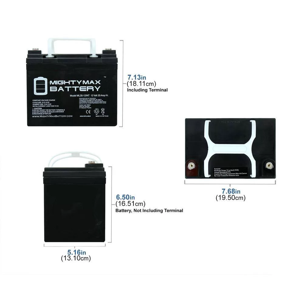 MIGHTY MAX BATTERY ML35-12INTMP2 12-Volt 35 Ah SLA (Sealed Lead Acid) AGM Internal Medical Mobility Replacement Battery (2-Pack)