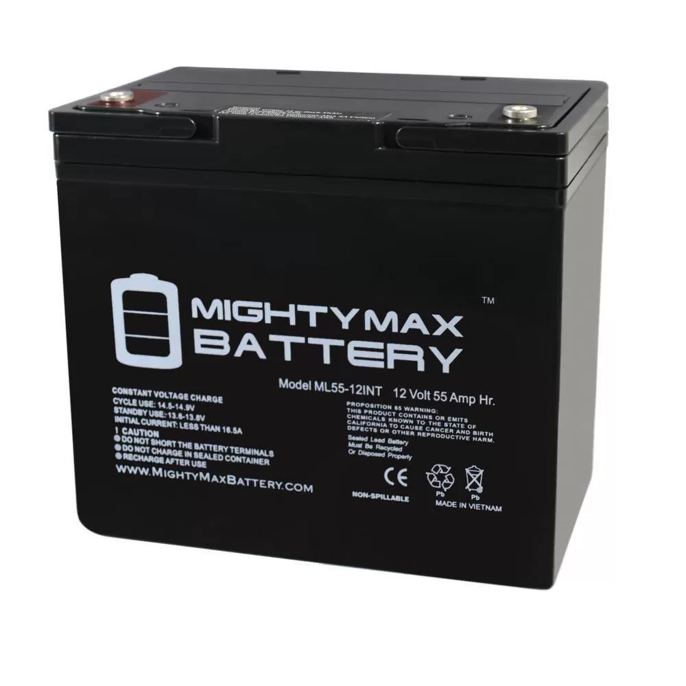MIGHTY MAX BATTERY ML55-12INT 12-Volt 55 Ah Rechargeable Sealed Lead Acid (SLA) Internal Thread Battery