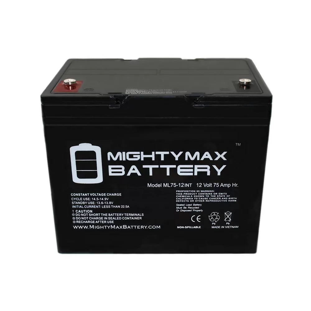 MIGHTY MAX BATTERY ML75-12INT 12-Volt 75 Ah Rechargeable Sealed Lead Acid (SLA) Internal Thread Battery