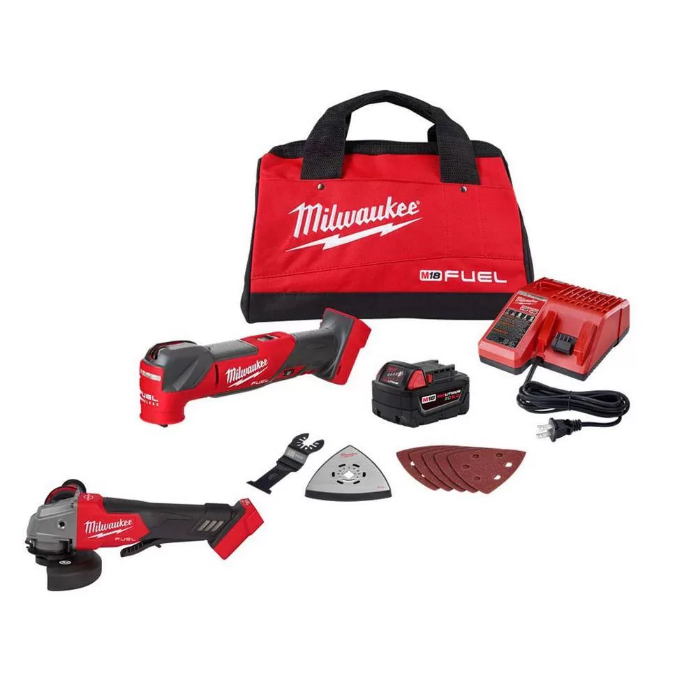 Milwaukee 2836-21-2880-20 M18 FUEL 18V Lithium-Ion Cordless Brushless Oscillating Multi-Tool Kit w/M18 FUEL Grinder