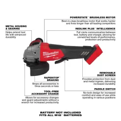 Milwaukee 2836-21-2880-20 M18 FUEL 18V Lithium-Ion Cordless Brushless Oscillating Multi-Tool Kit w/M18 FUEL Grinder