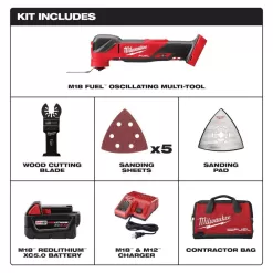 Milwaukee 2836-21-2880-20 M18 FUEL 18V Lithium-Ion Cordless Brushless Oscillating Multi-Tool Kit w/M18 FUEL Grinder