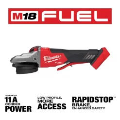 Milwaukee 2886-20-48-59-1880 M18 FUEL 18-Volt Lithium-Ion Brushless Cordless 5 in. Flathead Braking Grinder with 8.0 Ah Battery and Charger