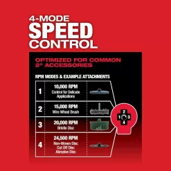 Milwaukee 2485-20-48-59-2452S M12 FUEL 12-Volt Lithium-Ion 1/4 in. Cordless Right Angle Die Grinder with High Output 5.0/2.5 Ah Batteries and Charger