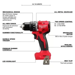 Milwaukee 3602-20 M18 18V Lithium-Ion Brushless Cordless 1/2 in. Compact Hammer Drill/Driver (Tool-Only)