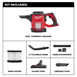 Milwaukee 0882-20 M18 18-Volt Lithium-Ion Cordless Compact Vacuum (Tool-Only)