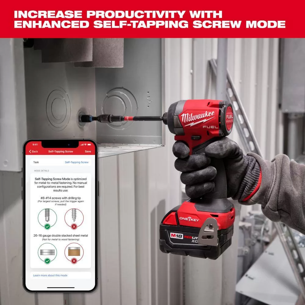 Milwaukee 2957-20 M18 FUEL ONE-KEY 18V Lithium-Ion Brushless Cordless 1/4 in. Hex Impact Driver (Tool-Only)
