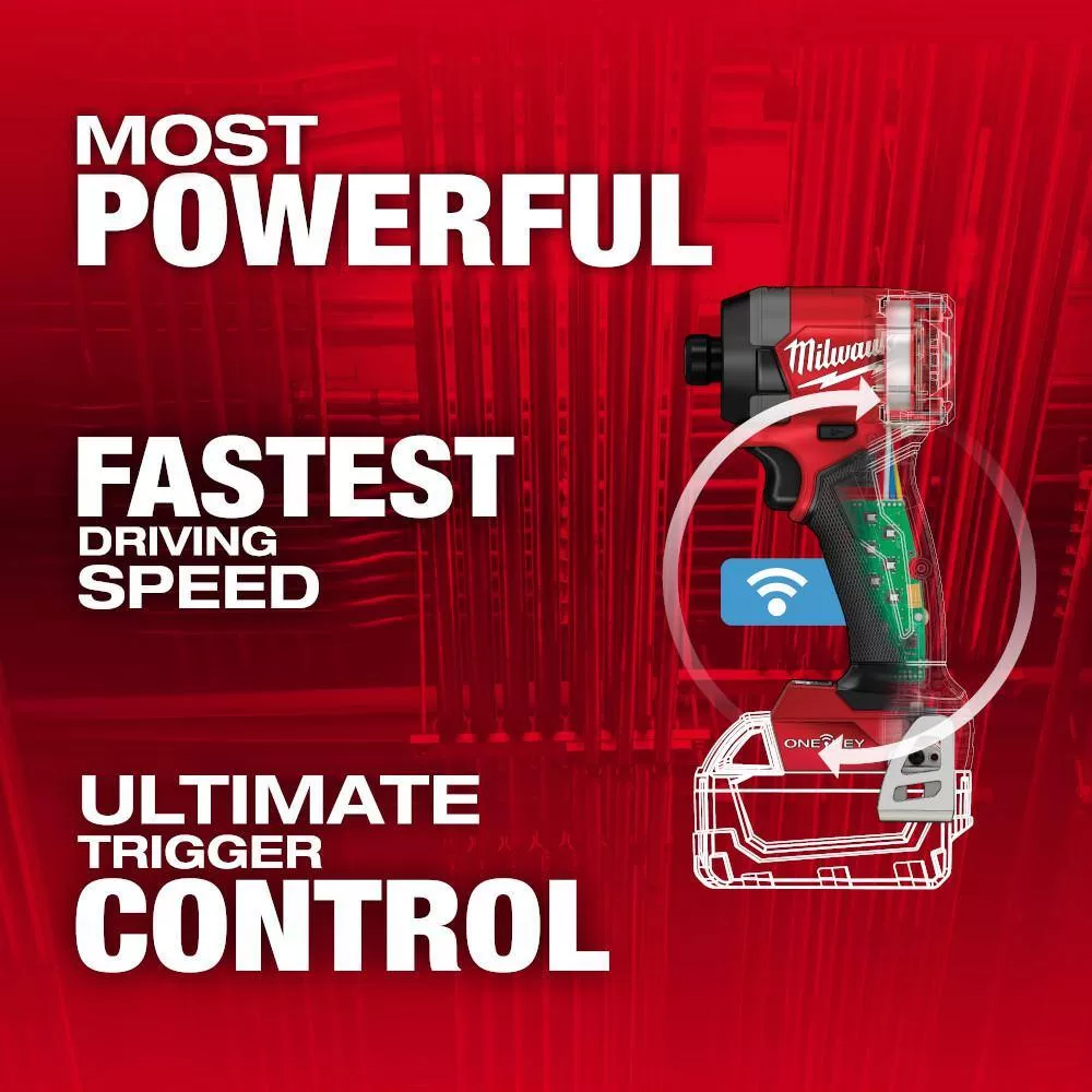 Milwaukee 2957-20 M18 FUEL ONE-KEY 18V Lithium-Ion Brushless Cordless 1/4 in. Hex Impact Driver (Tool-Only)