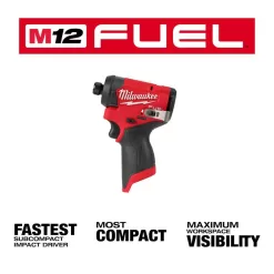 Milwaukee 3453-20-48-59-2424 M12 FUEL 12V Lithium-Ion Brushless Cordless 1/4 in. Hex Impact Driver w/One 4.0 Ah and One 2.0 Ah Batteries and Charger