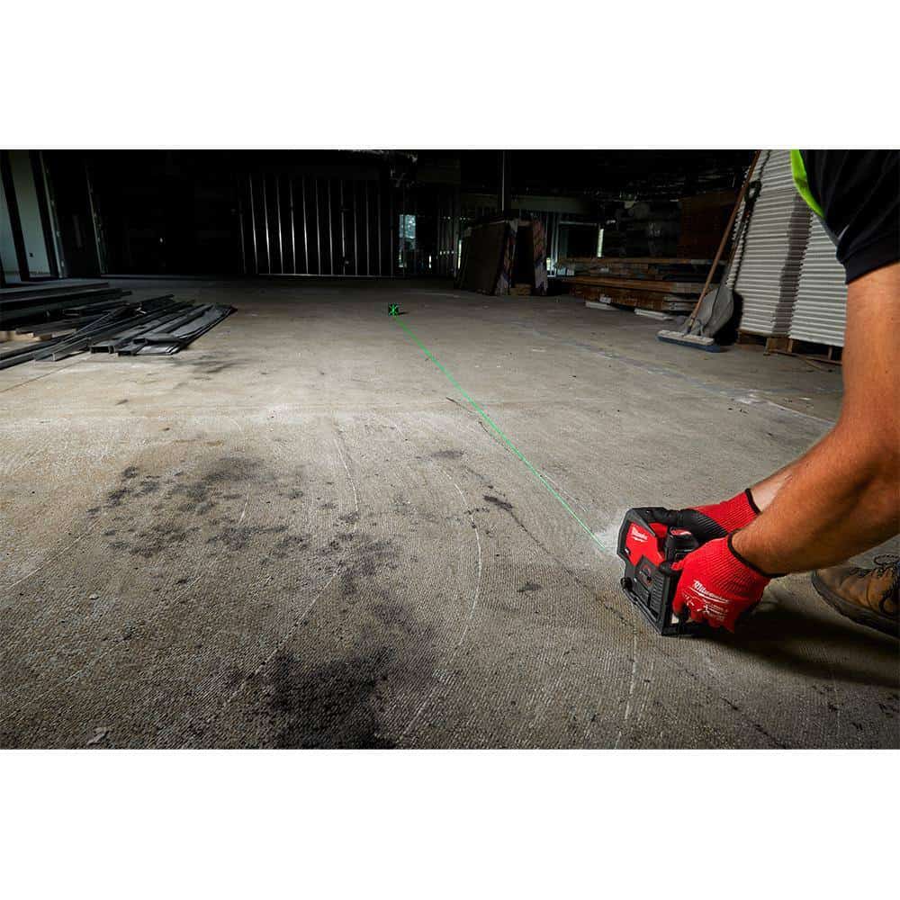 Milwaukee 3622-20 M12 12-Volt Lithium-Ion Cordless Green 125 ft. Cross Line and Plumb Points Laser Level (Tool-Only)
