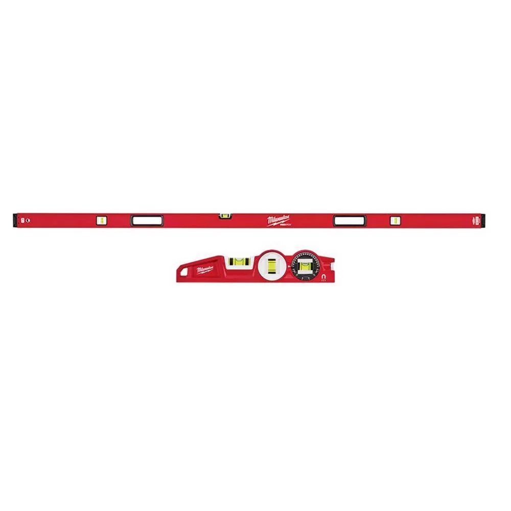 Milwaukee MLBXM78-48-22-5210 78 in. REDSTICK Magnetic Box Level with 10 in. 360 Locking Die Cast Torpedo Level (2-Piece)
