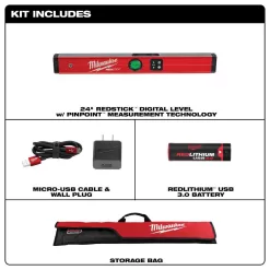 Milwaukee MLDIG24 24 in. Redstick Digital Box Level with Pin-Point Measurement Technology