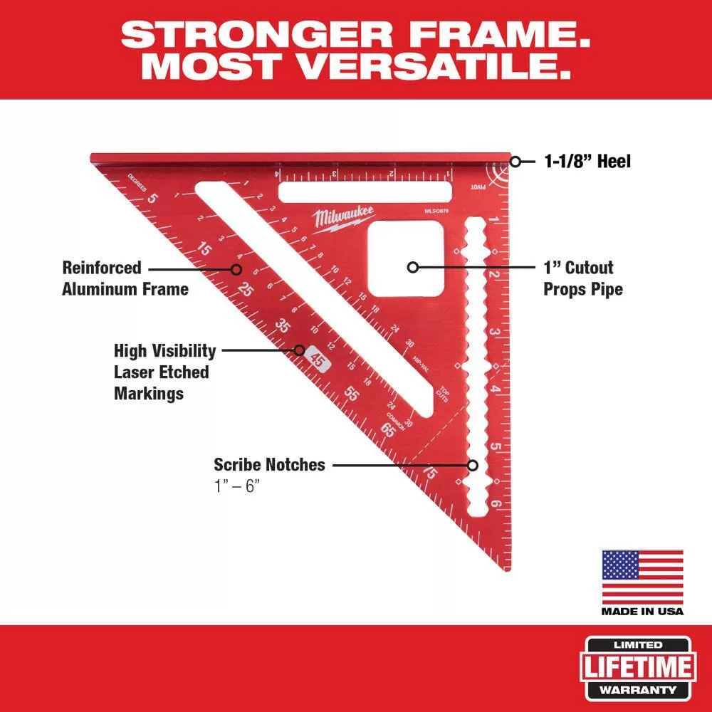Milwaukee MLDIG48-MLSQ070 48 in. REDSTICK Digital Box Level with Pin-Point Measurement Technology and 7 in. Rafter Square