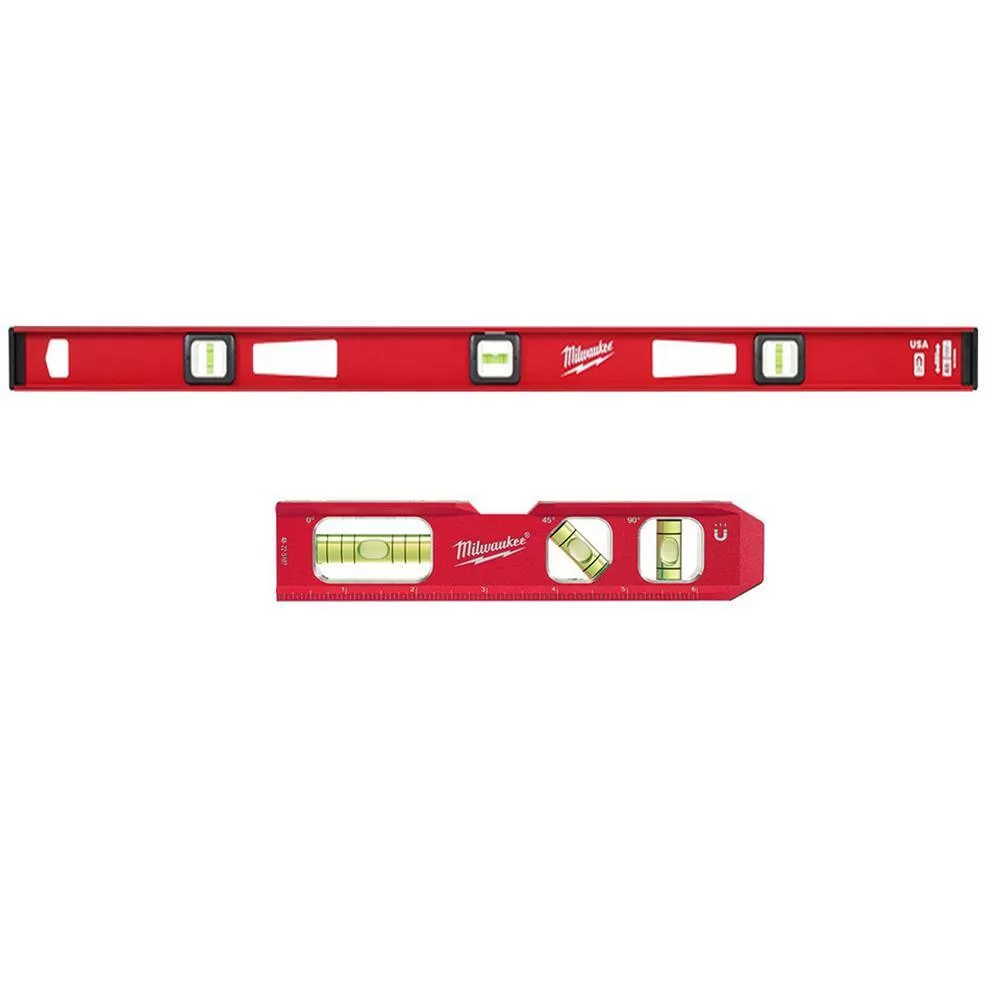 Milwaukee MLIBM48-48-22-5107 48 in. Magnetic I-Beam Level with 7 in. Billet Torpedo Level