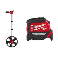 Milwaukee 48-22-5112-48-22-0325 12 in. Digital Measuring Wheel with 25 ft. x 1 in. Compact Magnetic Tape Measure with 15 ft. Reach