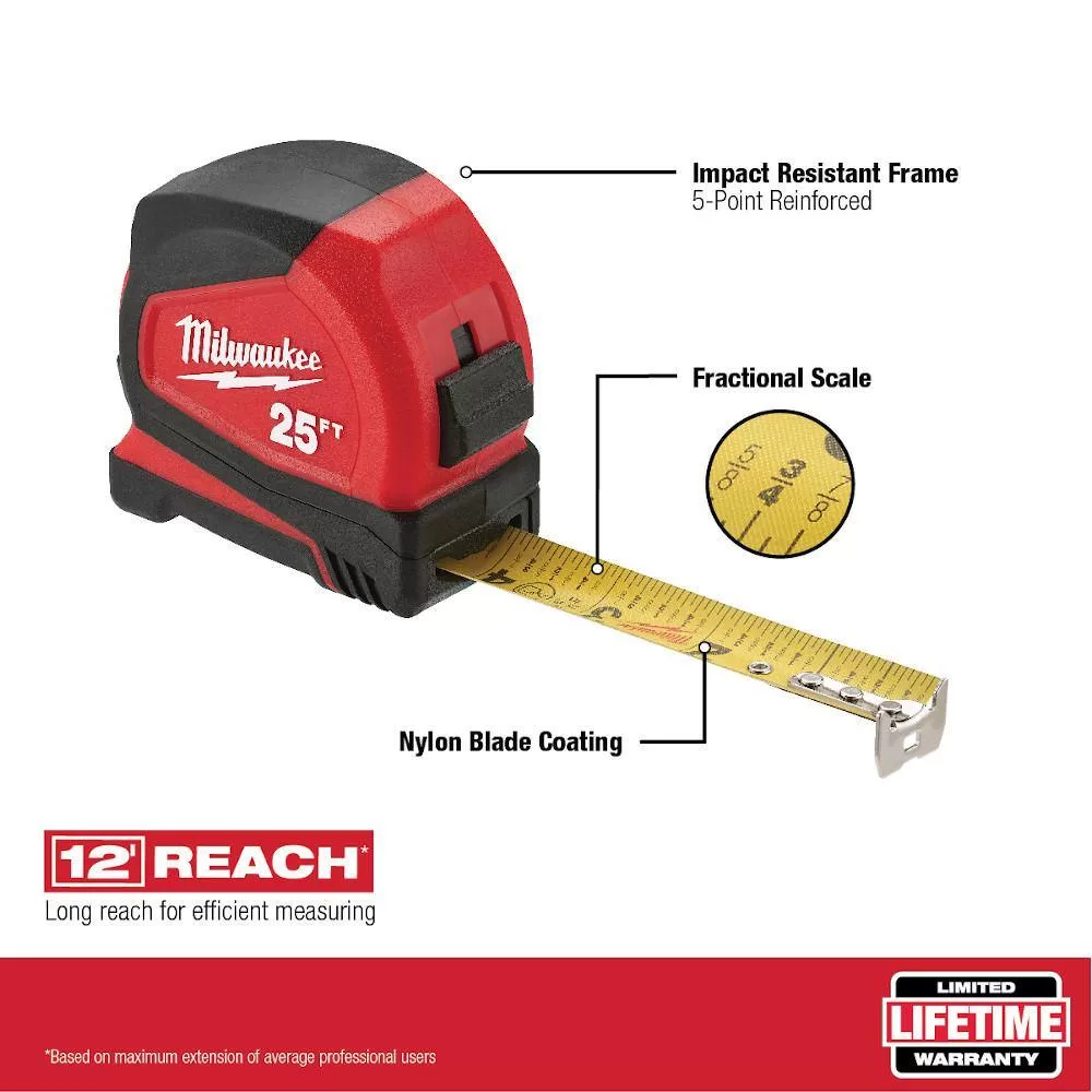 Milwaukee 48-22-5112-48-22-6625 12 in. Digital Measuring Wheel with 25 ft. Compact Tape Measure