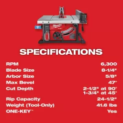 Milwaukee 2736-20 M18 FUEL ONE-KEY 18-Volt Lithium-Ion Brushless Cordless 8-1/4 in. Table Saw (Tool-Only)