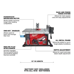 Milwaukee 2736-20 M18 FUEL ONE-KEY 18-Volt Lithium-Ion Brushless Cordless 8-1/4 in. Table Saw (Tool-Only)
