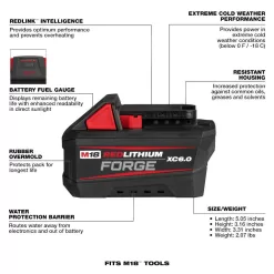 Milwaukee M18 18V Lithium-Ion REDLITHIUM FORGE 6.0 Ah Battery Pack