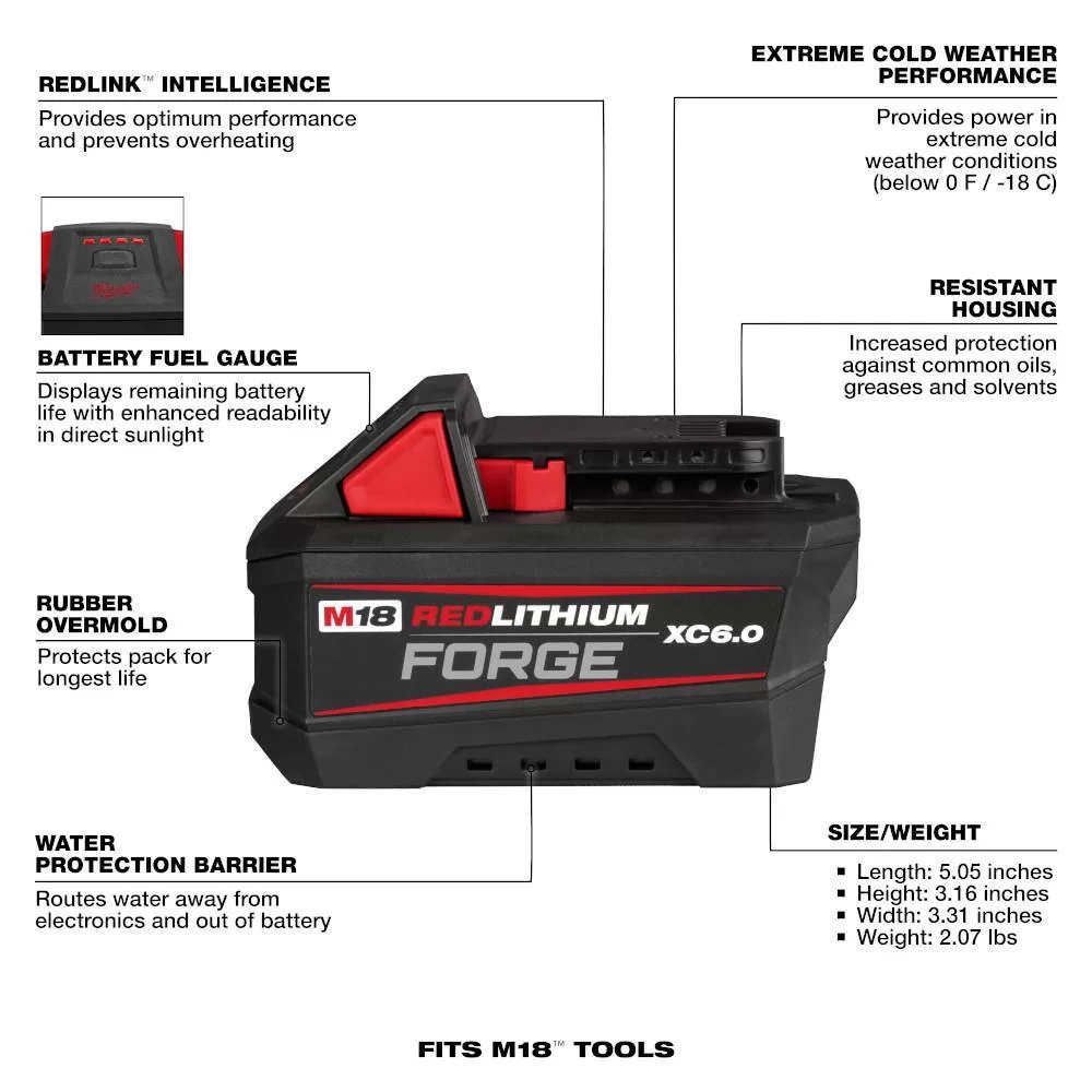 Milwaukee M18 18V Lithium-Ion REDLITHIUM FORGE 6.0 Ah Battery Pack