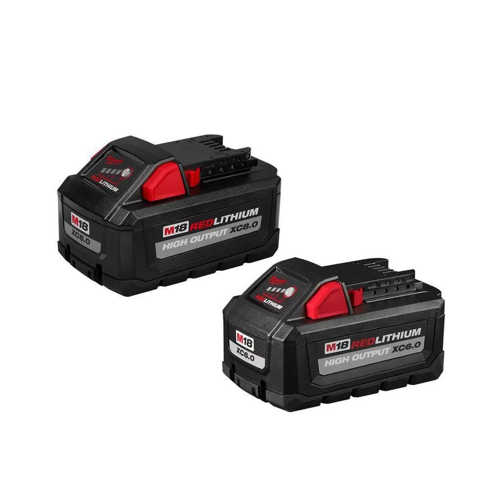 Milwaukee M18 18-Volt Lithium-Ion HIGH OUTPUT XC 8.0 Ah and 6.0 Ah Battery (2-Pack)