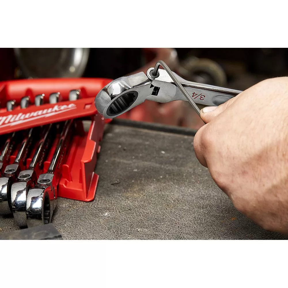 Milwaukee 48-22-9413-48-22-9513 144-Position Flex-Head Ratcheting Combination Wrench Set SAE and METRIC (30-Piece)