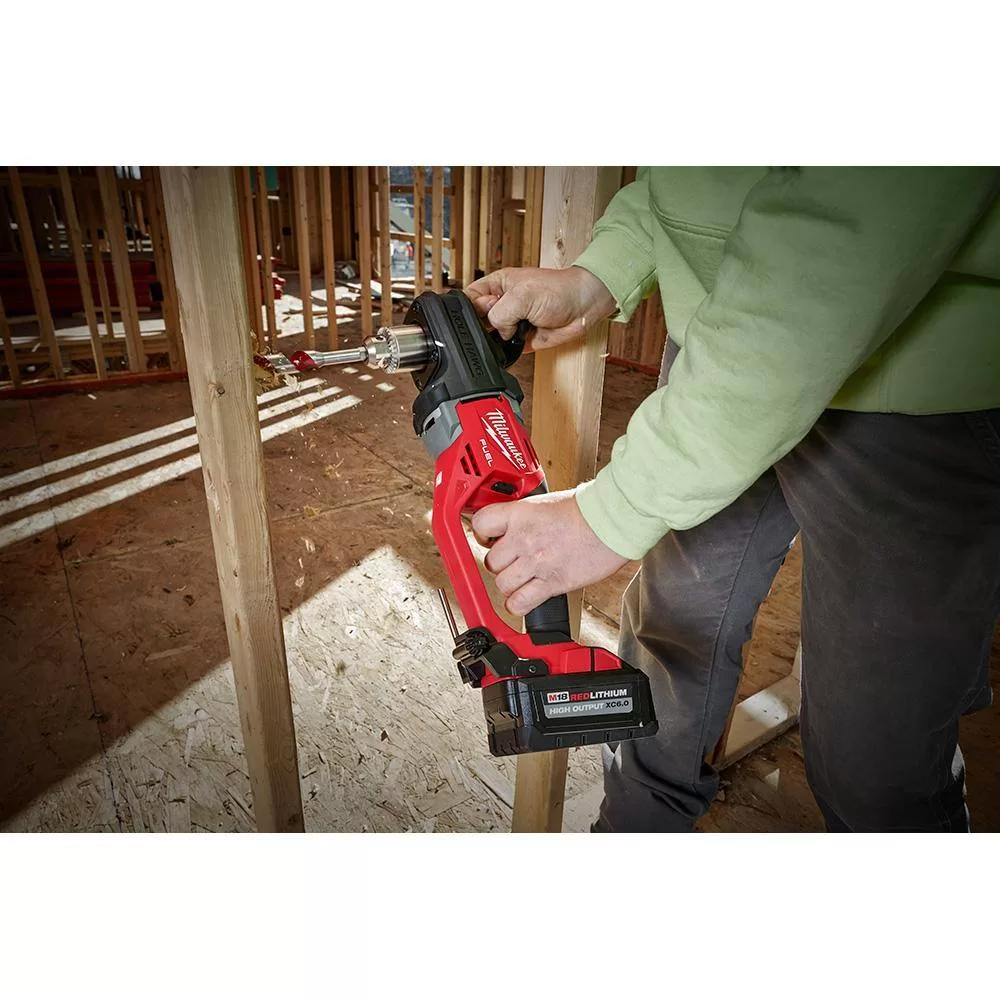 Milwaukee 2807-20-49-56-9295 M18 FUEL GEN II 18-Volt Lithium-Ion Brushless Cordless 1/2 in. Hole Hawg Right Angle Drill w/9pc PACKOUT Hole Saw Kit