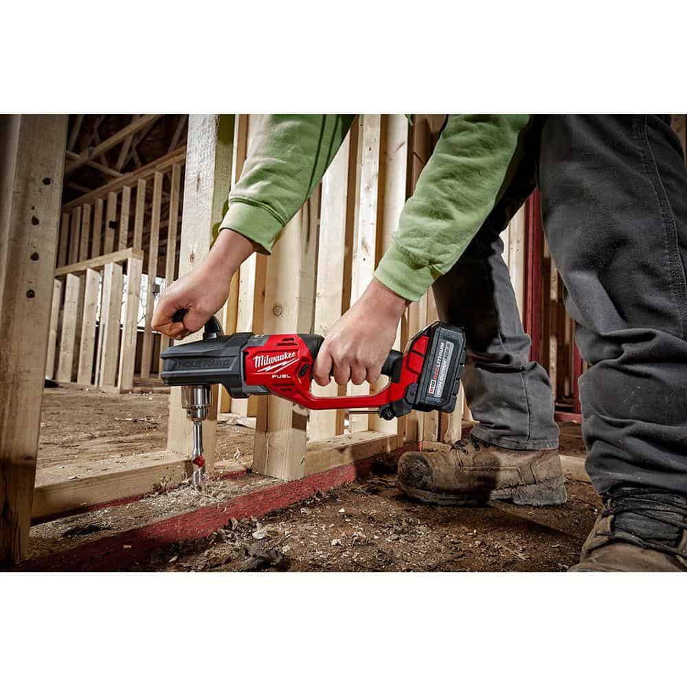 Milwaukee 2807-20-49-56-9295 M18 FUEL GEN II 18-Volt Lithium-Ion Brushless Cordless 1/2 in. Hole Hawg Right Angle Drill w/9pc PACKOUT Hole Saw Kit