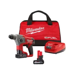 Milwaukee 2416-21XC-48-11-2450 M12 FUEL 12-Volt Lithium-Ion Brushless Cordless 5/8 in. SDS-Plus Rotary Hammer Kit with XC High Output 5.0 Ah Battery