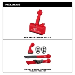 Milwaukee 49-90-2019B-0980-20 Air-Tip 1-1/4 in. to 2-1/2 in. Automotive Kit and M12 Air-Tip Wet/Dry Shop Vacuum Utility Nozzle Attachments (4-Piece)