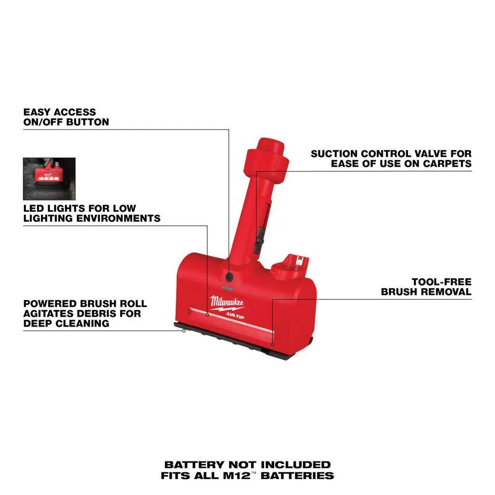 Milwaukee 49-90-2022-0980-20 AIR-TIP 1-1/4 in. to 2-1/2 in. Dust Collector and M12 AIR-TIP Wet/Dry Shop Vacuum Utility Nozzle Attachments