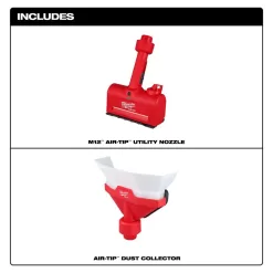 Milwaukee 49-90-2022-0980-20 AIR-TIP 1-1/4 in. to 2-1/2 in. Dust Collector and M12 AIR-TIP Wet/Dry Shop Vacuum Utility Nozzle Attachments