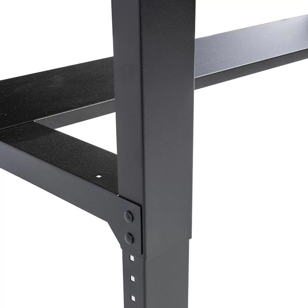 Montezuma MWB722430B 6 ft. Adjustable Height Steel Workbench with Solid Wood Work Top