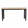 Montezuma MWB722430B 6 ft. Adjustable Height Steel Workbench with Solid Wood Work Top