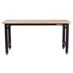 Montezuma MWB722430B 6 ft. Adjustable Height Steel Workbench with Solid Wood Work Top
