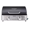Monument Grills 55000 2-Burner Portable Table Top Propane Gas Griddle in Stainless Steel with Locking Lid