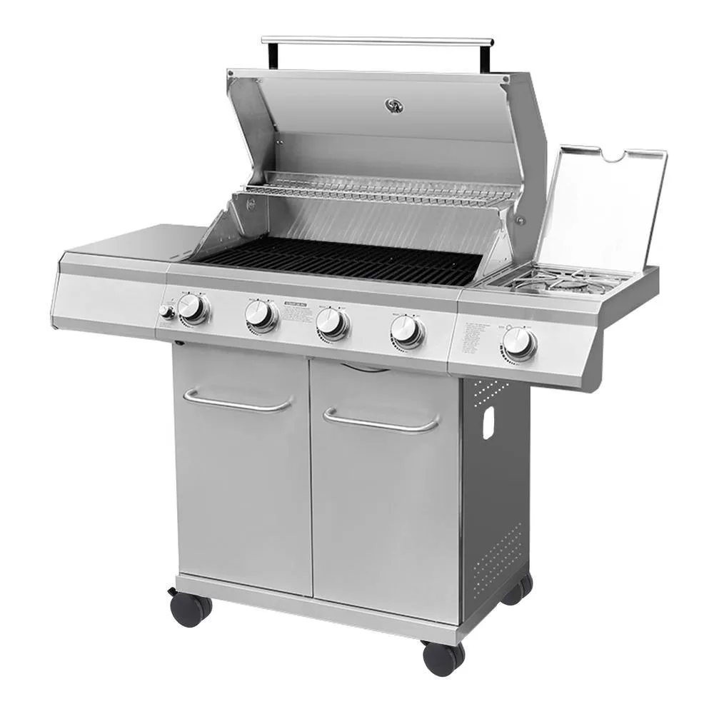 Monument Grills 25392 4-Burner Propane Gas Grill in Stainless Steel with LED Controls and Side Burner