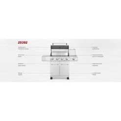 Monument Grills 25392 4-Burner Propane Gas Grill in Stainless Steel with LED Controls and Side Burner