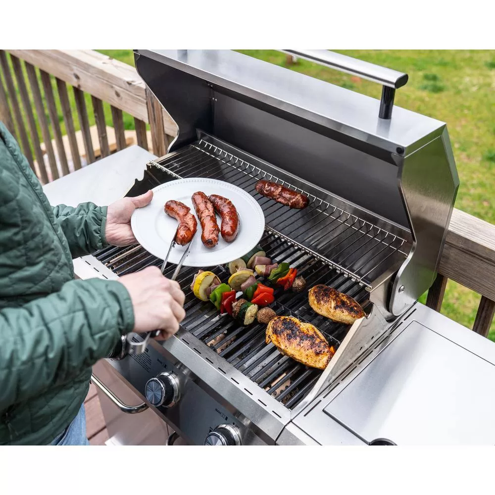 Monument Grills 25392 4-Burner Propane Gas Grill in Stainless Steel with LED Controls and Side Burner