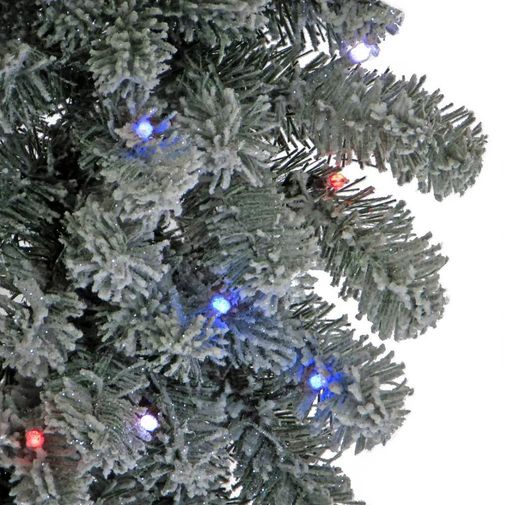 National Tree Company PESL3-300T-24WS 24 in. Snowy Sheffield Spruce LED Artificial Christmas Wreath with Twinkly Lights