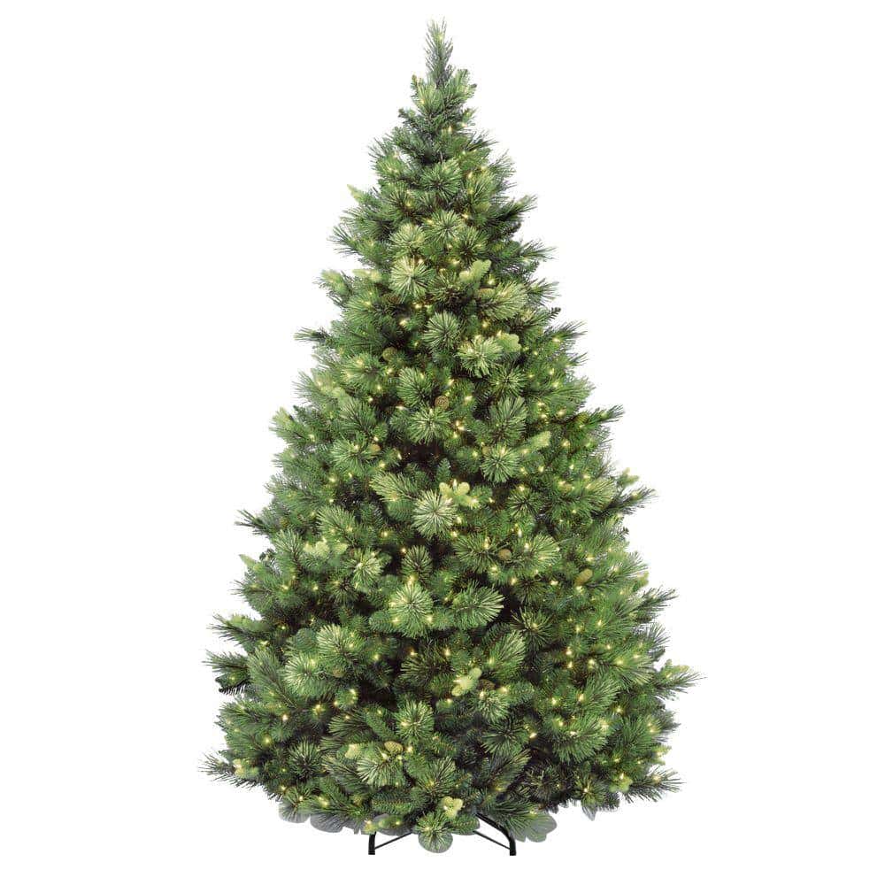 National Tree Company CAP3-306-75 7-1/2 ft. Carolina Pine Hinged Artificial Christmas Tree with 86 Flocked Cones and 750 Clear Lights